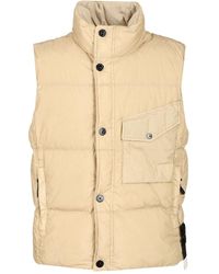 Stone Island - Logo Patch High Neck Sleeveless Vest - Lyst