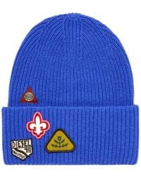 DIESEL - K-Phat Patch-Detail Ribbed-Knit Beanie Hat - Lyst