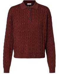 Brunello Cucinelli - Cable-Knit Cotton-Blend Polo Sweater - Lyst