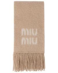 Miu Miu - Logo-Detailed Fringed Scarf - Lyst