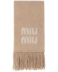 Miu Miu - Logo-Detailed Fringed Scarf - Lyst