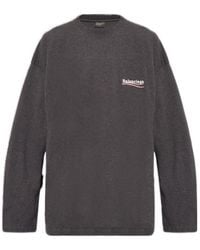 Balenciaga - Logo Embroidered Long-Sleeve T-Shirt - Lyst