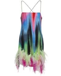 The Attico - Fujiko Feather-Trimmed Printed Minidress - Lyst