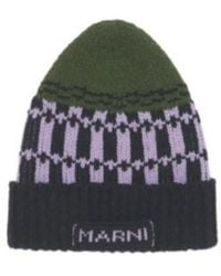 Marni - Wool Beanie With Geometric Motif - Lyst