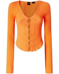 Pinko - V-Neck Ribbed Cardigan - Lyst