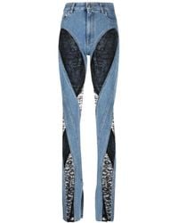 Mugler - Lace-Panel Skinny Jeans - Lyst