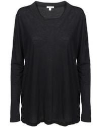 James Perse - Long-Sleeved Cotton Jersey T-Shirt - Lyst