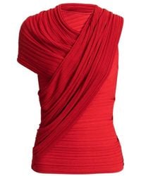 Balmain - Sleeveless Asymmetrical Viscose Top - Lyst
