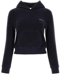Sporty & Rich - Logo Embroidered Jersey Fleece Sweatshirt - Lyst