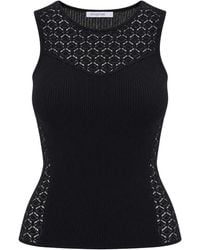 Patrizia Pepe - Lace Panel Knitted Top - Lyst