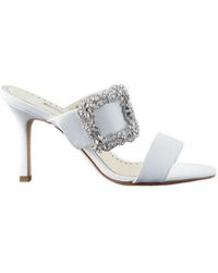 Manolo Blahnik - Buckled Crepe De Chine Mules - Lyst