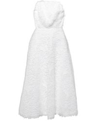 Carolina Herrera - Strapless Floral Lace Midi Dress - Lyst