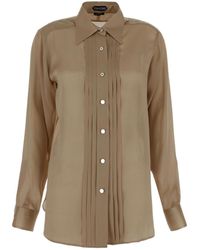 Tom Ford - Plisse-Panel Long-Sleeved Shirt - Lyst