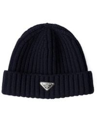 Prada - Logo Patch Beanie - Lyst