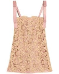 Valentino - Short Guipure Dress With Fleur A Jours Flower Mix - Lyst