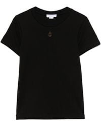 McQueen - Skull Embroidered Crewneck T-Shirt - Lyst