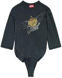 DIESEL - Logo Printed Draped Bodysuit - Lyst