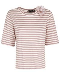 Seventy - Floral-Detail Striped T-Shirt - Lyst