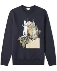 McQueen - Round-Collar Long-Sleeve Hoodie - Lyst