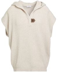 Brunello Cucinelli - Fashion Solid Color Short-Sleeve Hooded Knit Sweater - Lyst