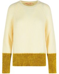 Marni - Cream Wool Colour-Block Jumper - Lyst