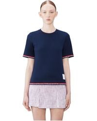 Thom Browne - Rwb-Stripe Crewneck T-Shirt - Lyst