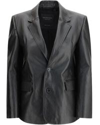 Balenciaga - Single-Breasted Leather Jacket - Lyst