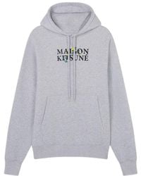 Maison Kitsuné - Maison Kitsuné Logo Printed Drawstring Hoodie - Lyst