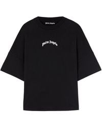 Palm Angels - Curved-Logo Crewneck T-Shirt - Lyst