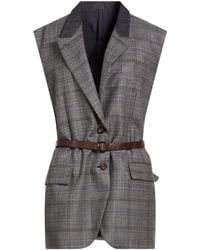 Brunello Cucinelli - Blazer Virgin Wool, Cotton, Leather, Brass - Lyst