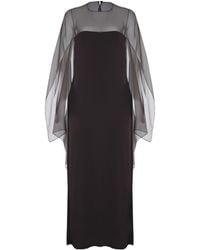 Alberta Ferretti - Sheer Cape-Sleeve Dress - Lyst