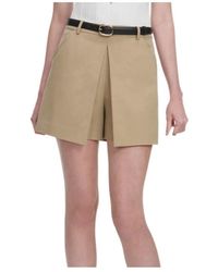 Self-Portrait - Belted Pleated Shorts - Lyst
