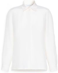 Max Mara - Geranio Crepe De Chine Silk Shirt With Embroidery Logo - Lyst