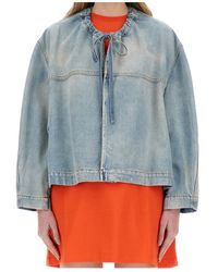 MSGM - Drawstring Denim Jacket - Lyst