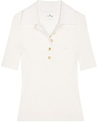 Courreges - Courrèges Logo Patch Button Detailed Ribbed Polo Top - Lyst