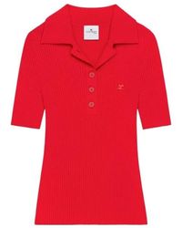 Courreges - Courrèges Iconic Ribbed-Knit Polo Shirt - Lyst