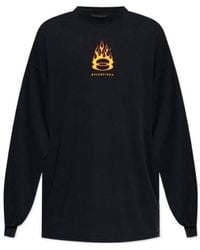 Balenciaga - Logo Printed Long-Sleeved T-Shirt - Lyst