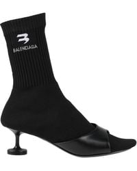 Balenciaga - Minimalist Knit Leather Ankle Boots - Lyst