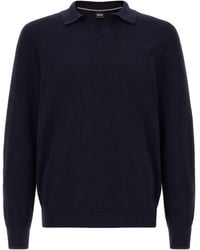 BOSS - H-Lomarino Textured Knit Polo Shirt - Lyst