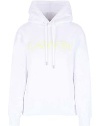 Lanvin - Logo Embroidered Drawstring Hoodie - Lyst