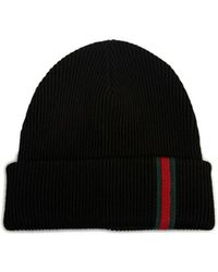 Gucci - Web Detailed Knitted Beanie - Lyst