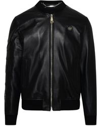 Philipp Plein - Embossed-Logo Leather Jacket - Lyst