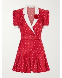 Rodarte - Belted Printed Silk-Twill Mini Dress - Lyst