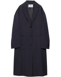 Prada - Single-Breasted Light Wool Coat - Lyst