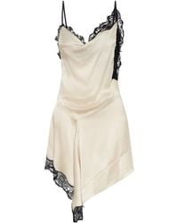 Isabel Marant - Asymmetric Lace-Trimmed Silk-Blend Satin Mini Dress - Lyst