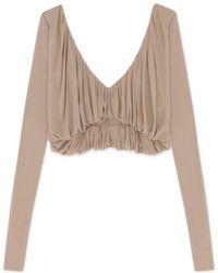 Saint Laurent - V-Neck Cropped Top - Lyst