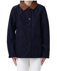 Ralph Lauren - Lauren Twill-Trim Bonded Jersey Barn Jacket - Lyst