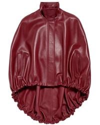 Balenciaga - Short Burgundy Leather Cape - Lyst