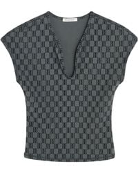By Malene Birger - Venazia Monogram-Pattern V-Neck Top - Lyst