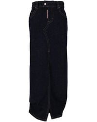 DSquared² - Denim Midi Skirt - Lyst